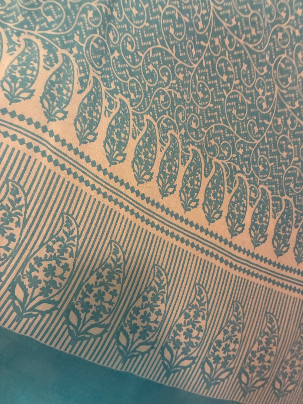 Vintage Light Teal Printed Asymmetric Maxi Skirt - Picture 3 of 6